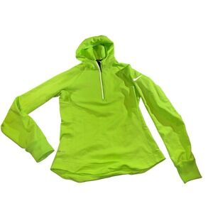 Women's Nike Dri-Fit Long Sleeve Small Jacket 1/4 Zip Thumb Holes Saftey Yellow